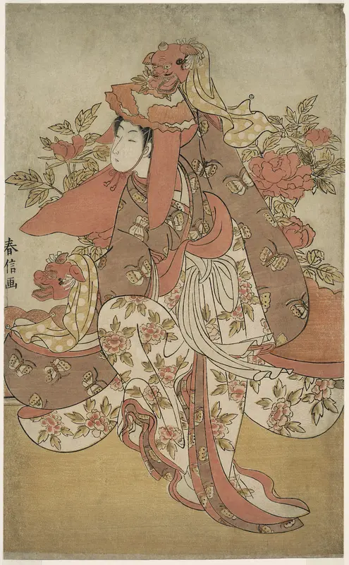 The Lion Dance Wall Art by Suzuki Harunobu - High-Resolution Digital Print