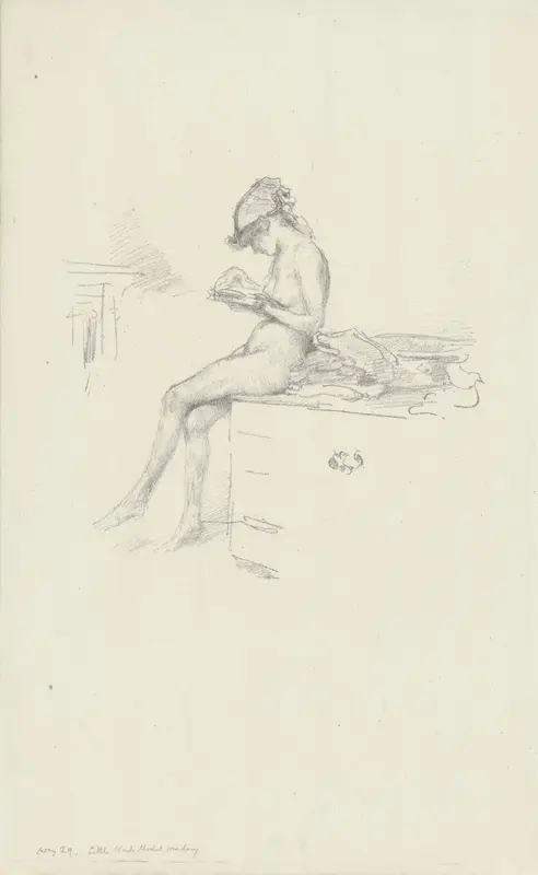 The Little Nude Model, Reading Wall Art by Thomas Robert Way - High-Resolution Digital Print