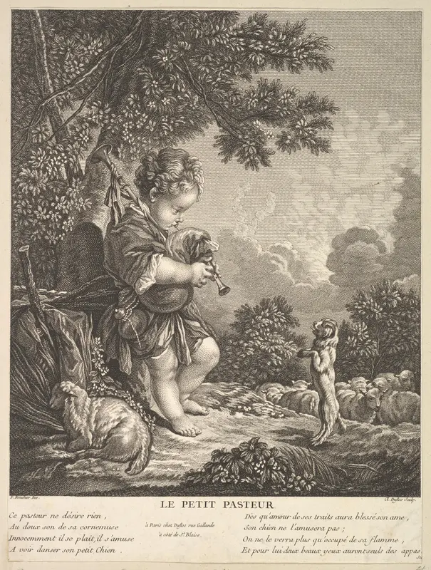 The Little Shepherd Wall Art by Claude Augustin Duflos le Jeune - High-Resolution Digital Print