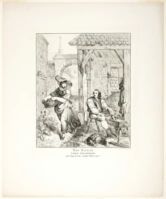 The Little Witch (Das Hexlein), plate four from the series Poems in the Dialect of the Upper Rhine Region (Zehn Blätter Zu Hebels Alemannischen Gedichten) Wall Art by Sophie Reinhard - High-Resolution Digital Print