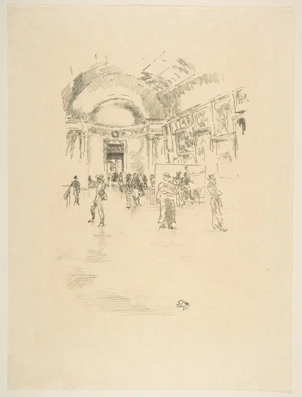 The Long Gallery, Louvre, from "The Studio" Wall Art by James McNeill Whistler - High-Resolution Digital Print