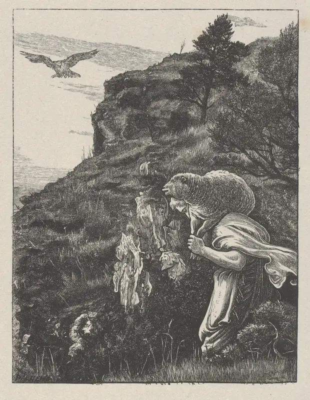 The Lost Sheep (The Parables of Our Lord and Saviour Jesus Christ) Wall Art by Sir John Everett Millais - High-Resolution Digital Print