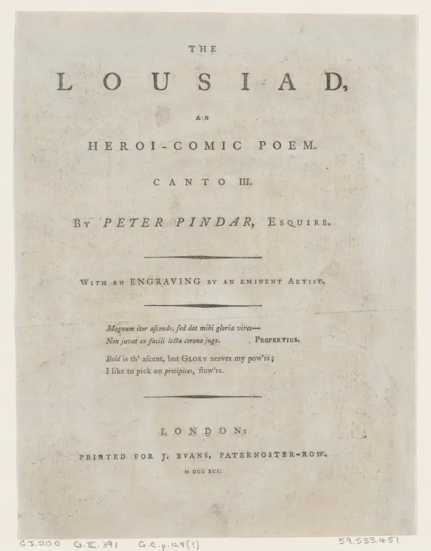 The Lousiad by Peter Pindar, Frontispiece Wall Art by Thomas Rowlandson - High-Resolution Digital Print