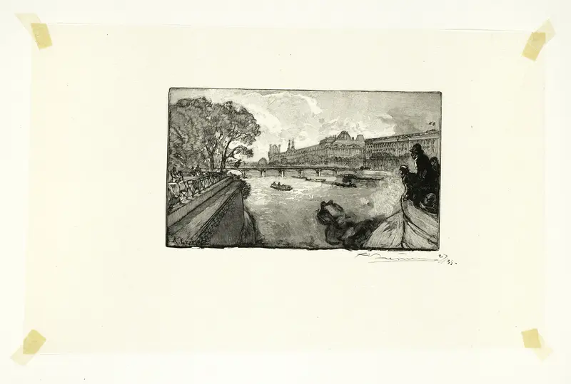 The Louvre, Viewed from the Pont-Neuf, plate thirteen from Le Long de la Seine et des Boulevards