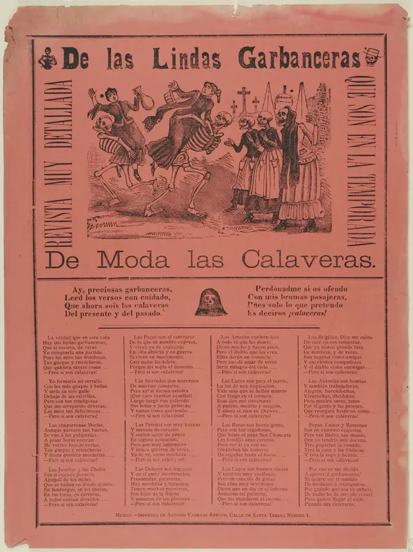 The Lovely Garbanzo-Sellers as Calaveras Wall Art by José Guadalupe Posada - High-Resolution Digital Print
