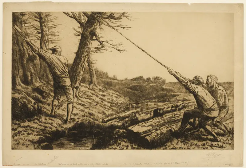 The LumberJacks, second plate Wall Art by Alphonse Legros - High-Resolution Digital Print
