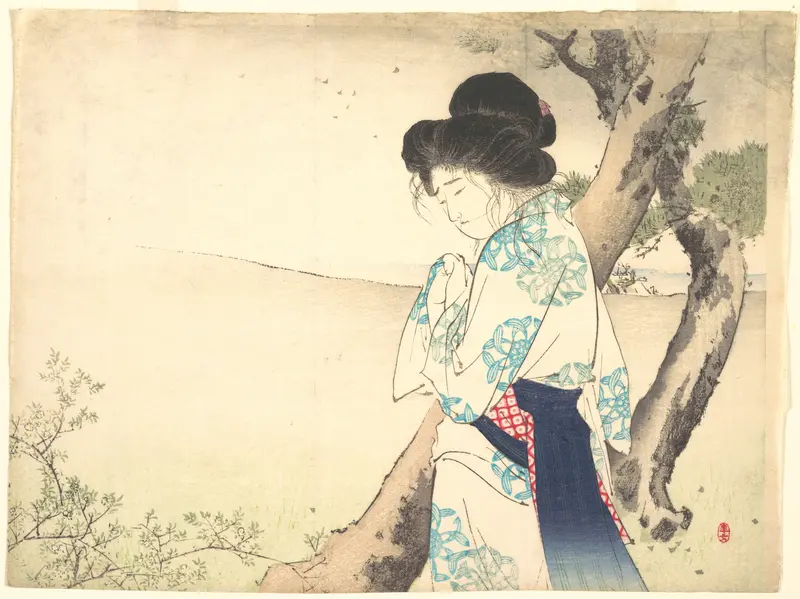 The Mad Woman of Yawata (Yawata no kyōjo) from kuchie (frontispiece) of a novel Wall Art by Mizuno Toshikata - High-Resolution Digital Print
