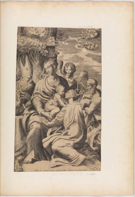 The Madonna and Child Attended by Saints Wall Art by Giulio Bonasone - High-Resolution Digital Print