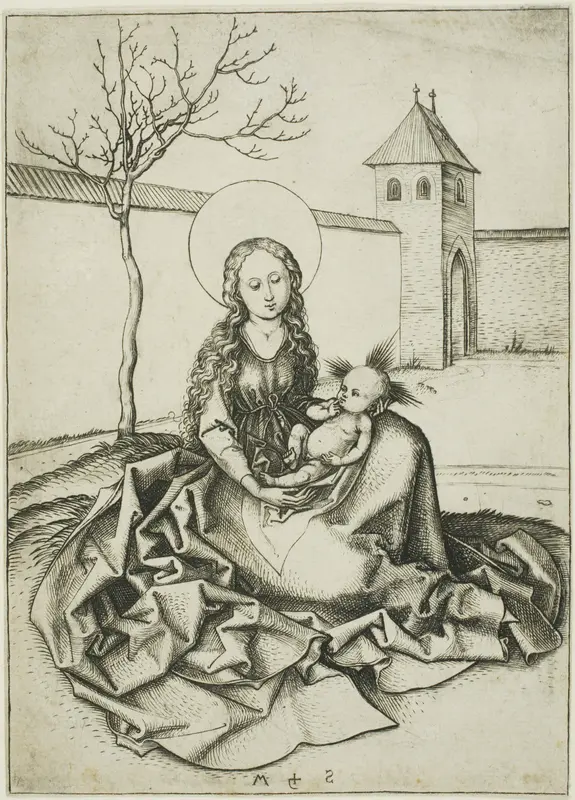 The Madonna and Child in the Courtyard Wall Art by Martin Schongauer - High-Resolution Digital Print