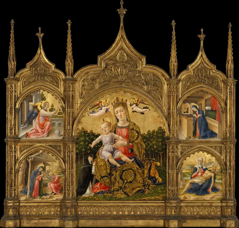 The Madonna of Humility, the Annunciation, the Nativity, and the Pietà Wall Art by Bartolomeo Vivarini - High-Resolution Digital Print