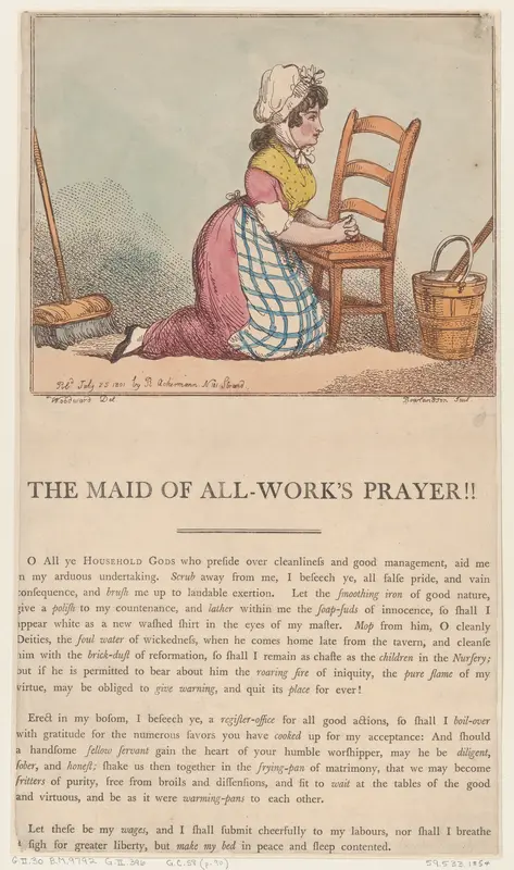 The Maid of All-Work's Prayer!! Wall Art by Thomas Rowlandson - High-Resolution Digital Print