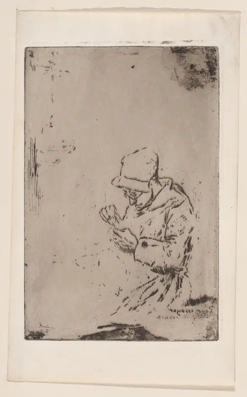 The Maid Sewing (Bonne Femme Cousant) Wall Art by Félix-Hilaire Buhot - High-Resolution Digital Print