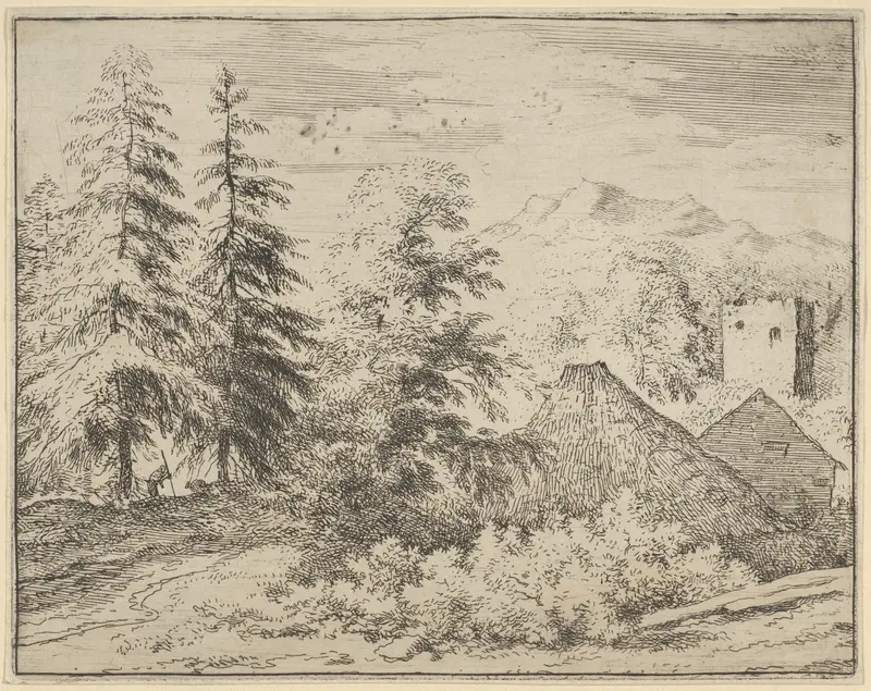 The Man Between the Two Fir Trees Wall Art by Allart van Everdingen - High-Resolution Digital Print