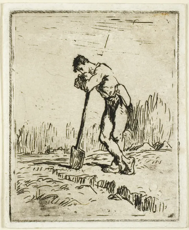 The Man Leaning on His Spade Wall Art by Jean François Millet - High-Resolution Digital Print