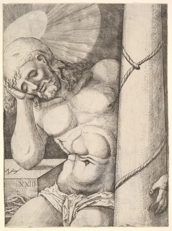 The Man of Sorrows at the Column Wall Art by Nicolaas Hogenberg - High-Resolution Digital Print