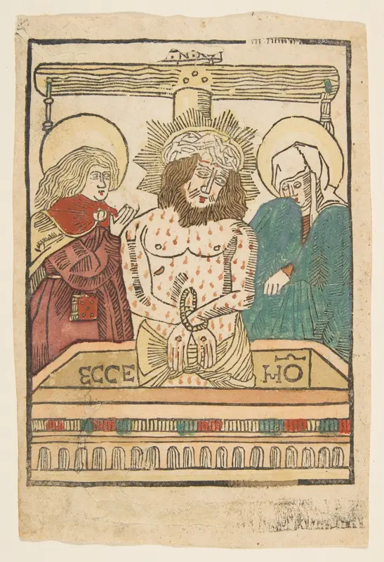 The Man of Sorrows between the Virgin and Saint John Wall Art by Anonymous, German, 15th century - High-Resolution Digital Print