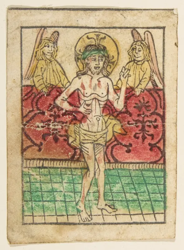 The Man of Sorrows between Two Angels Wall Art by Anonymous, German, 15th century - High-Resolution Digital Print