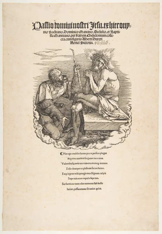 The Man of Sorrows Mocked by a Soldier, title page to "The Large Passion" Wall Art by Albrecht Dürer - High-Resolution Digital Print
