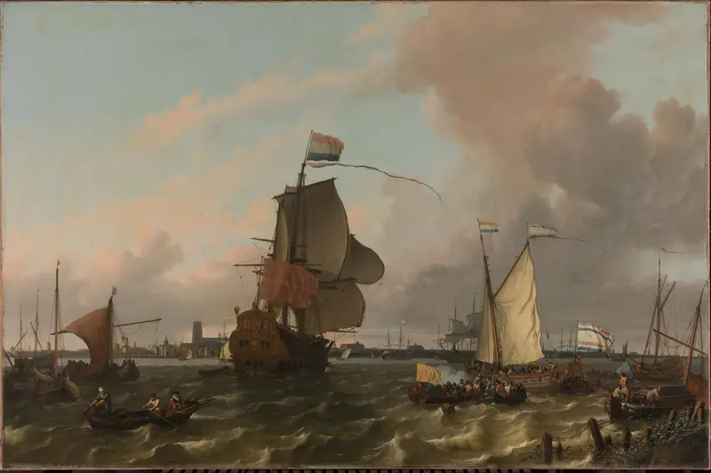 The Man-of-War Brielle on the River Maas off Rotterdam Wall Art by Ludolf Bakhuysen - High-Resolution Digital Print