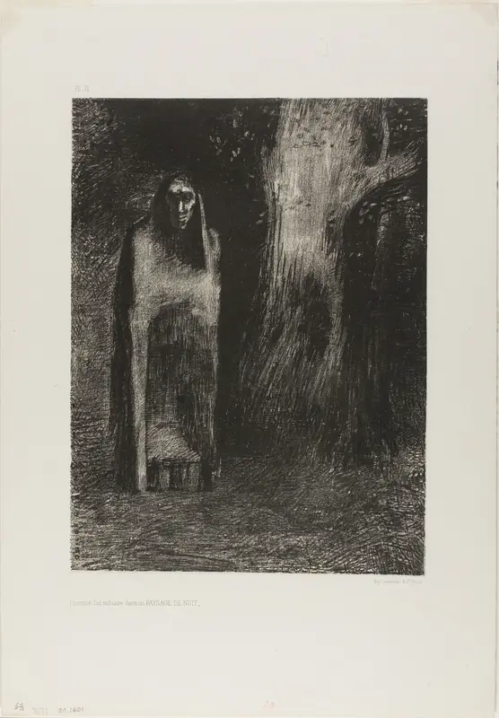 The Man was Alone in a Night Landscape, from Night