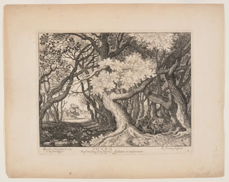The Man Wounded by the Thieves, from Landscapes with the Story of the Good Samaritan Wall Art by Simon Frisius - High-Resolution Digital Print