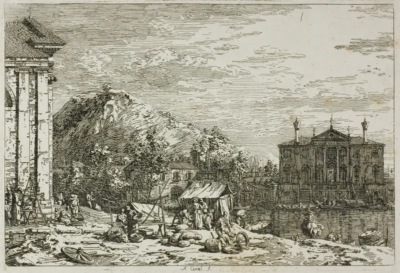 The Market at Dolo, from Vedute Wall Art by Canaletto - High-Resolution Digital Print