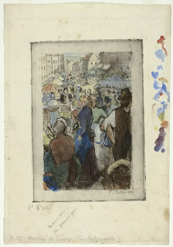 The Market at Gisors; Rue Cappeville Wall Art by Camille Pissarro - High-Resolution Digital Print
