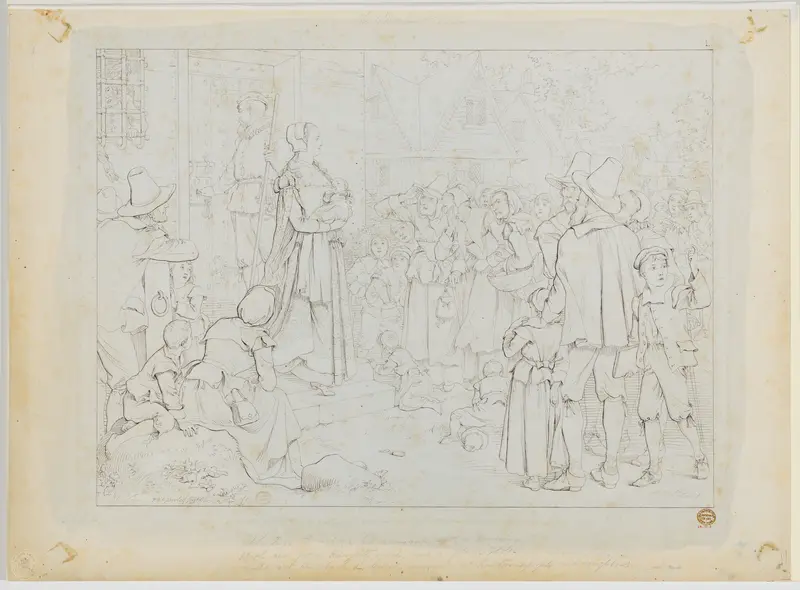The Market Place, from Nathaniel Hawthorne's "The Scarlet Letter" Wall Art by Felix Octavius Carr Darley - High-Resolution Digital Print