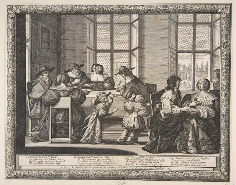 The Marriage Contract, plate 1 from "Marriage in the City" (Le Mariage à la Ville) Wall Art by Abraham Bosse - High-Resolution Digital Print