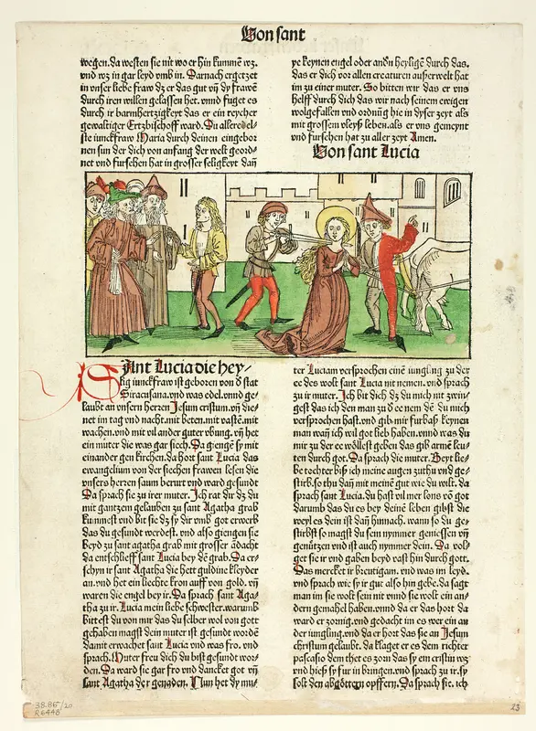 The Martyrdom of Saint Lucy from Heiligenleben, Sommerteil (Lives of the Saints, Summertime), Plate 20 from Woodcuts from Books of the 15th Century Wall Art by Unknown artist - High-Resolution Digital Print