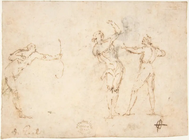 The Martyrdom of Saint Sebastian (recto); Bearded Old Man Blessing Seen in Half-length (verso) Wall Art by Francesco Allegrini - High-Resolution Digital Print