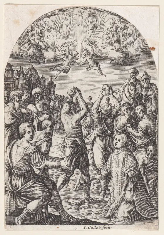The Martyrdom of St. Stephen, plate 1 from "Les Tableaux de Rome, Les Eglises Jubilaires" (The Paintings of Rome, The Churches Jubilee) Wall Art by Jacques Callot - High-Resolution Digital Print