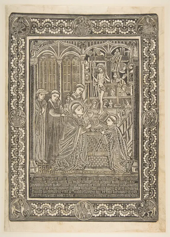 The Mass of Saint Gregory Wall Art by Master of the Church Fathers' Border - High-Resolution Digital Print