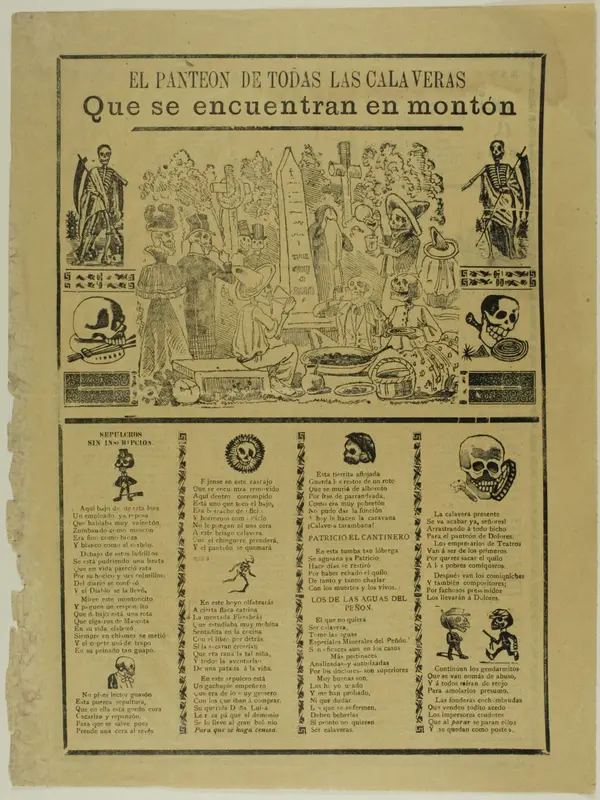 The Mausoleum of All the Calaveras That Are Found in a Heap Wall Art by José Guadalupe Posada - High-Resolution Digital Print