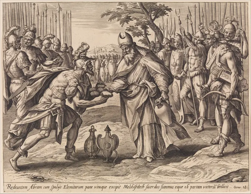 The Meeting of Abraham and Melchizedek, from "The Story of Abraham" Wall Art by Adriaen Collaert - High-Resolution Digital Print