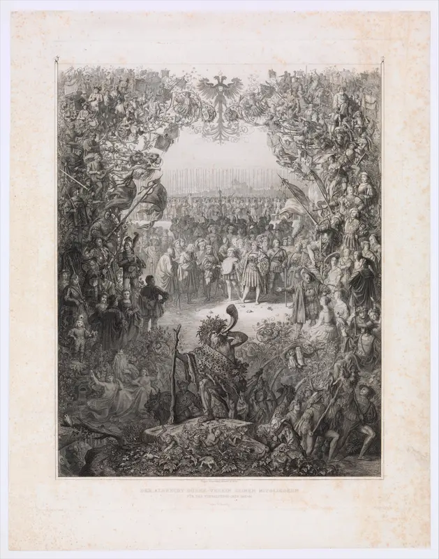 The Members of the Albrecht Durer Society for the Election Year 1843–1844 (Der Albrecht Durer Verein seinen Mitgliedern für das Verwaltungs-Jahr 1843–1844) Wall Art by Eugen Neureuther - High-Resolution Digital Print
