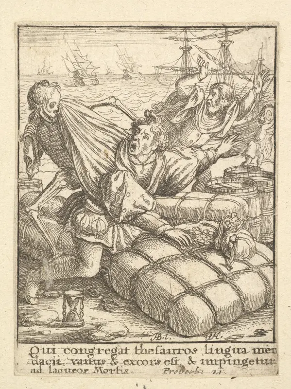 The Merchant, from "Dance of Death" Wall Art by Wenceslaus Hollar - High-Resolution Digital Print