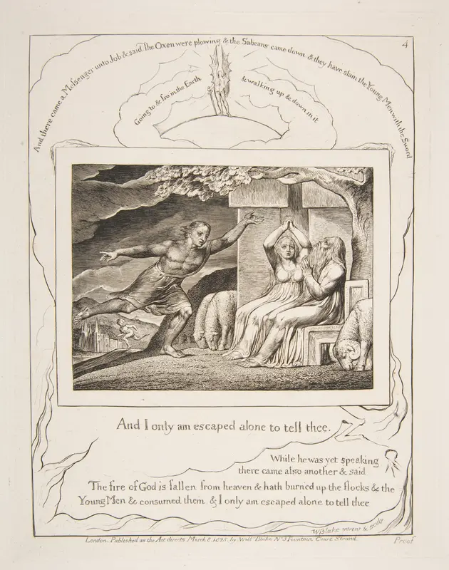 The Messengers tell Job of his Misfortunes Wall Art by William Blake - High-Resolution Digital Print