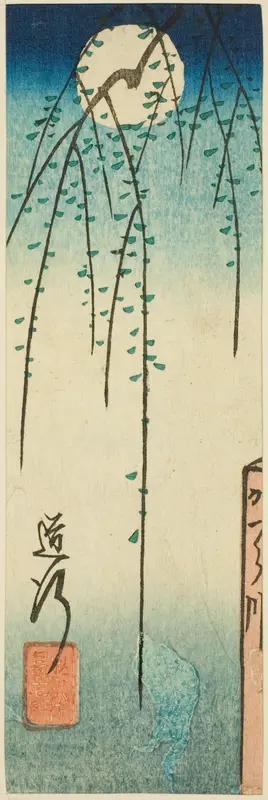 The Michiyuki Scene from the play Ohan and Choemon (Michiyuki, Ohan Choemon), section of a sheet from the series "Reflections of Dramas in Cutouts (Harimaze joruri kagami)"