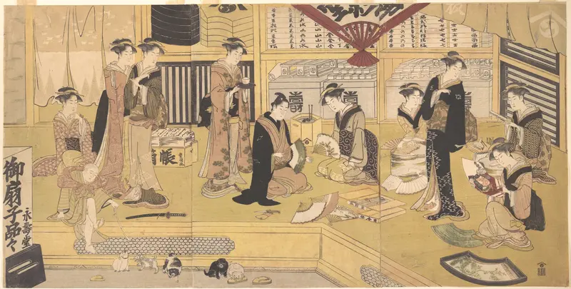 The Mieidō Fan Shop Wall Art by Utagawa Toyokuni I - High-Resolution Digital Print