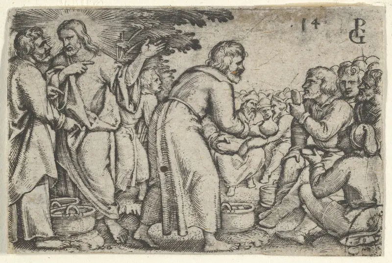 The Miracle of the Loaves and the Fishes, from "The Story of Christ" Wall Art by Georg Pencz - High-Resolution Digital Print