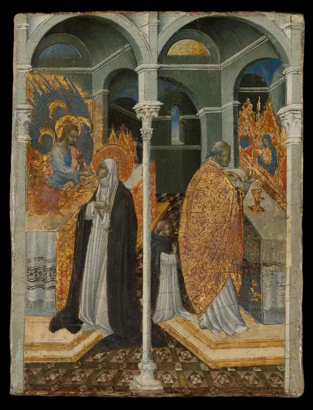 The Miraculous Communion of Saint Catherine of Siena Wall Art by Giovanni di Paolo (Giovanni di Paolo di Grazia) - High-Resolution Digital Print