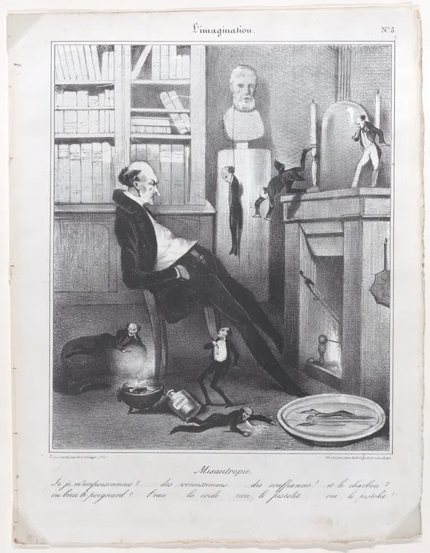 The Misanthropist (Misantropie)..., from L'imagination, published in Le Charivari, February 10, 1833 Wall Art by Honoré Daumier - High-Resolution Digital Print