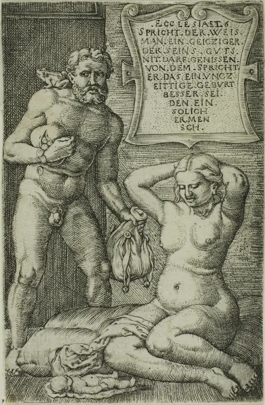 The Miser and the Miscarriage Wall Art by Barthel Beham - High-Resolution Digital Print