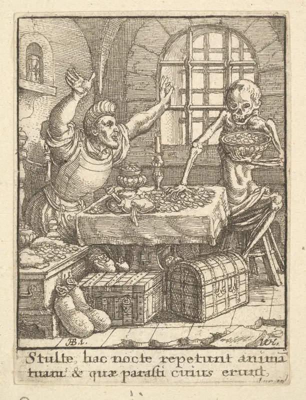 The Miser, from "Dance of Death" Wall Art by Wenceslaus Hollar - High-Resolution Digital Print