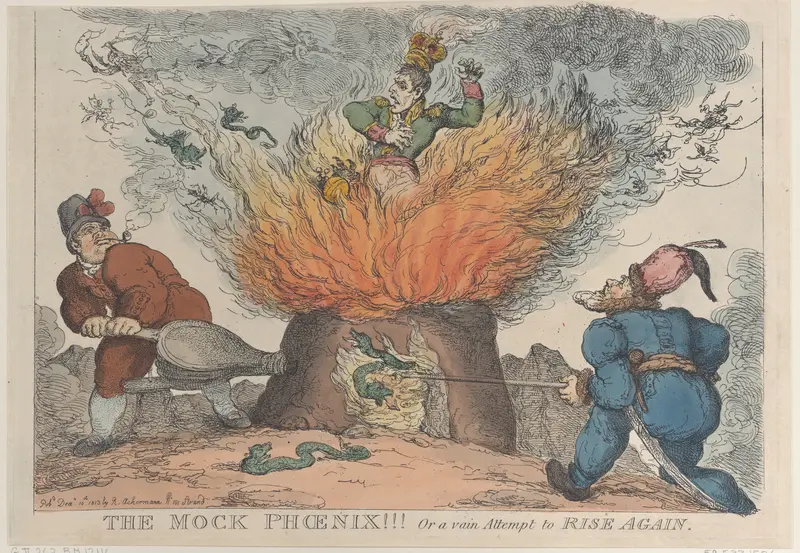 The Mock Phoenix!!! Or a Vain Attempt to Rise Again Wall Art by Thomas Rowlandson - High-Resolution Digital Print