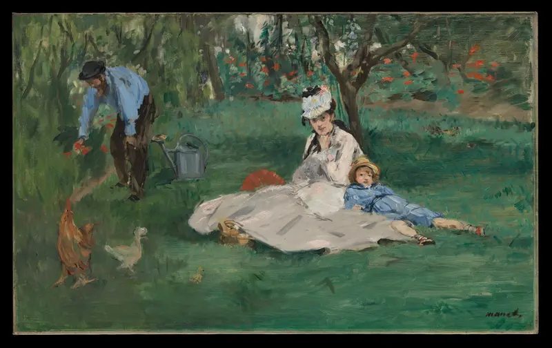 The Monet Family in Their Garden at Argenteuil Wall Art by Edouard Manet - High-Resolution Digital Print