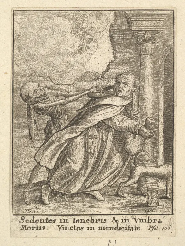 The Monk, from "Dance of Death" Wall Art by Wenceslaus Hollar - High-Resolution Digital Print