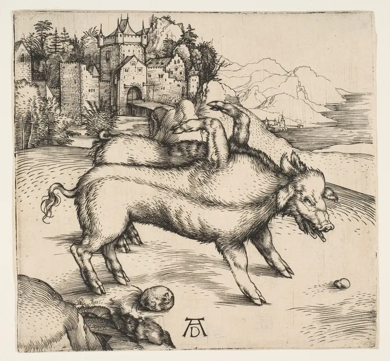 The Monstrous Pig of Landser Wall Art by Albrecht Dürer - High-Resolution Digital Print