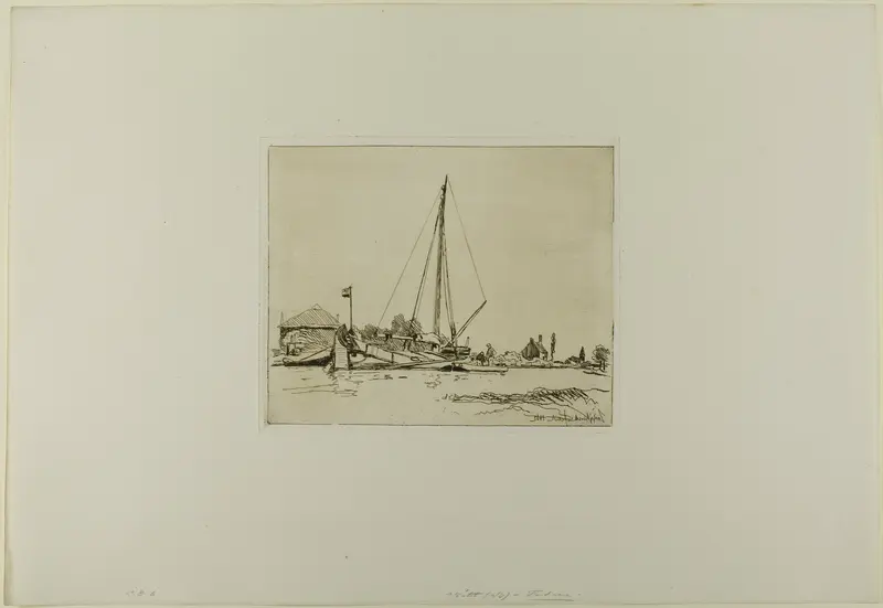 The Moored Boat, from Cahier de six eaux-fortes, vues de Hollande Wall Art by Johan Barthold Jongkind - High-Resolution Digital Print